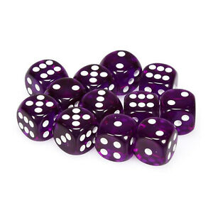 Translucent 16mm d6 Purple white Dice Block™ (12 dice) For Discount