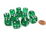 Translucent 16mm d6 Green white Dice Block™ (12 dice) Online