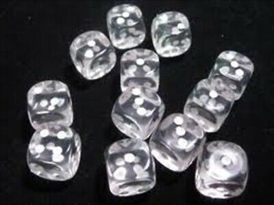 Translucent 16mm d6 Clear white Dice Block™ (12 dice) Supply